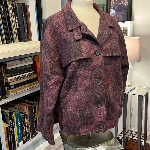 💜 V I N T A G E WOOLRICH WOMAN PURPLE PLAID JACKET - Picture 4 of 12